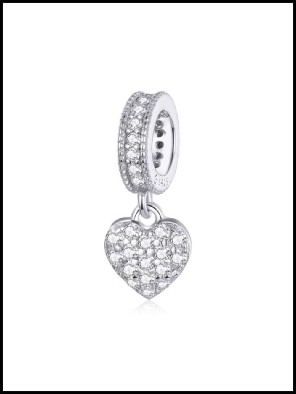 925 Sterling Silver Heart Faith Charm for Bracelets Hypoallergenic